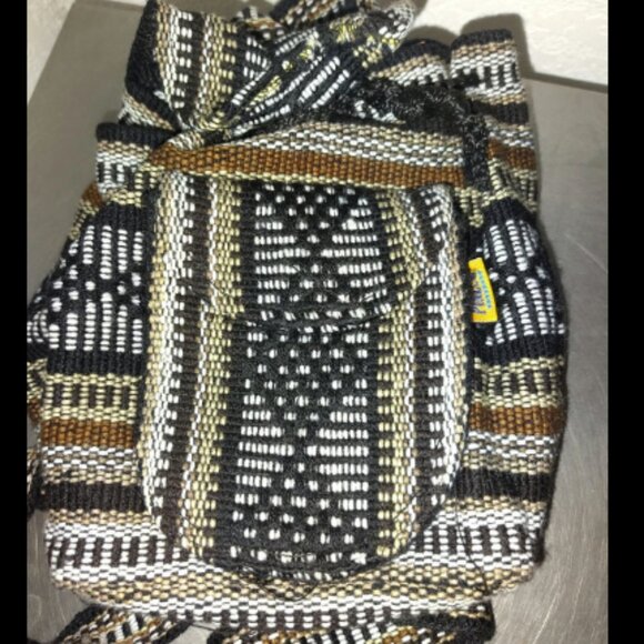 NWOT Pinzon Backpack  Small Woven Geometric Cotton Boho Aztec Hippie Weave Bag. - Picture 1 of 3